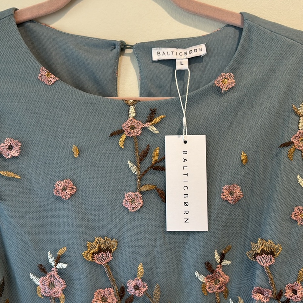 NWT Baltic Born duchess tulle blue garden embroidered dress - Picture 5 of 16